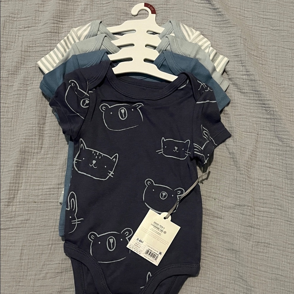 Cloud Island Navy and Blue Animal Print Bodysuit Set